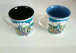 2 tazas de café de recuerdo San Francisco Bridge California azul blanco y negro - Imagen 1 de 8
