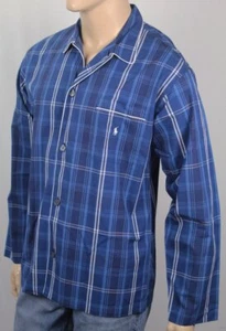 Polo Ralph Lauren camicia da letto blu a quadretti con bottoni anteriore bianca tasca pony nuova con etichette - Foto 1 di 1