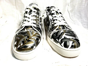 Christian Louboutin men sneakers US11 1/2M/EU45.5 Gray White leaf motif NWOB - Picture 1 of 12