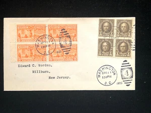 DC WASHINGTON APR 11 1925 FDC #E13 BLK/4+1/2¢ WEBSTER BLK/4, NICE COMBO CV $400+ - Picture 1 of 2