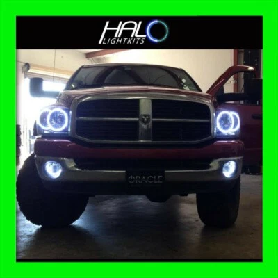 2006-2008 Oracle Dodge RAM 6000K CCFL Weiß Scheinwerfer + Nebel Halo Ring Set - Bild 1 von 3