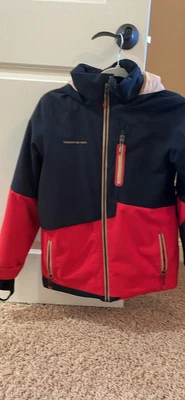 Abrigo chaqueta de invierno de esquí rojo y negro Obermeyer para niños, adolescentes talla M 10-12 Foto 1 de 2