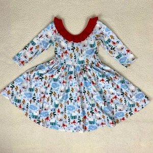 Vivie and Ash Girls Twirl Dress Holiday Snow Pattern Size 6 - Picture 1 of 8