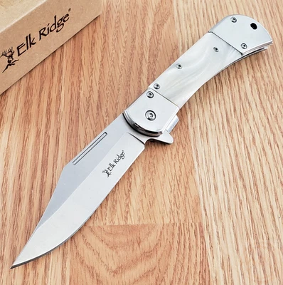 Elk Ridge Assisted Folding Knife 3.75" 440 Steel Blade Imitation Pearl Handle - Image 1 of 4