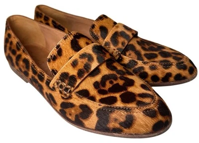Madewell Women Sz 8 Leopard Calf Hair Loafer Flats Animal Print Leather Mob Wife - Image 1 of 4