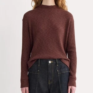Everlane The Cozy Rib Funnel-Neck Dark Mahogany Pullover Sz S Cotton Blend - Picture 1 of 14