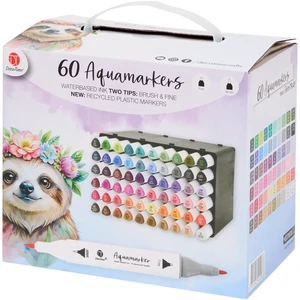 60er Aquarellstifte Box  Aquamarker Tintenmarker Twin Marker Fein Brush NEU  OVP - Bild 1 von 8