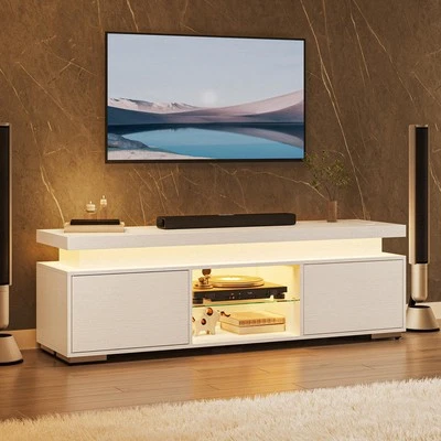 Modern TV Stand for Living Room With LED Power Outlets Media Console 70 in TVs - Image 1 of 4