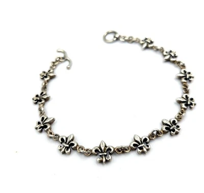Sterling Silver Fleur de Lis Bracelet Nola New Orleans Symbol Of France 925 - Image 1 of 4