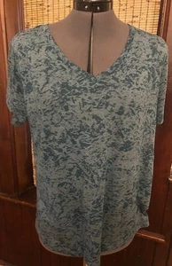 Tek Gear Women's Short Sleeve Dark Green Marble Semi Sheer T-Shirt Size XL - Picture 1 of 2