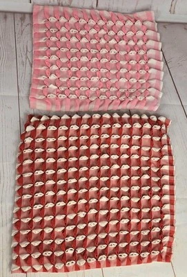2 Vtg Pillow Cover Honeycomb Smocked Gingham Cotton Fabric Unfinished  - Image 1 of 4