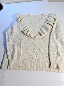 Suéter Lauren Conrad Verde Salvia Lentejuelas Brillantes Volantes Mezcla Acrílico Talla XXL - Imagen 1 de 7