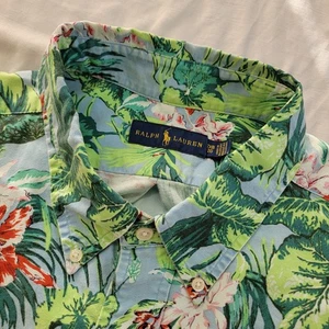 Ralph Lauren Blumen Hemd Herren 2XB Big & Tall All Over Print Grün Hawaii SS - Bild 1 von 5