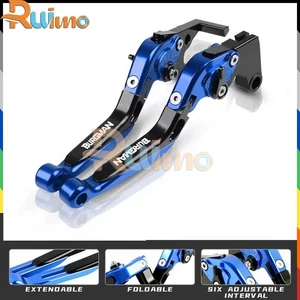 For SUZUKI BURGMAN 650 400 1999-2018 CNC Adjustable Folding Brake Clutch Levers - Picture 1 of 21