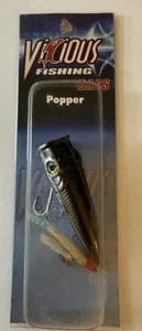 Vicious Angeln Barsch Popper Chrom Schwarz Rückseite Neu - Bild 1 von 3