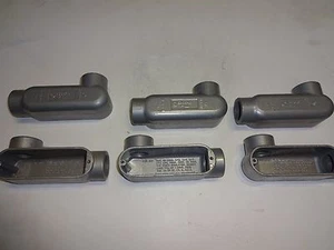 LOT OF 6 E30640 1" Aluminum Conduit Fittings LL  - Picture 1 of 4