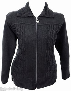 ladies black zip up cardigan