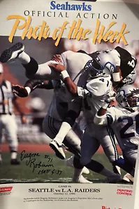 VTG Seahawks Pietros Pizza 11x14 Poster Eugene Robinson w/repro sig 10/12/86 - Picture 1 of 6