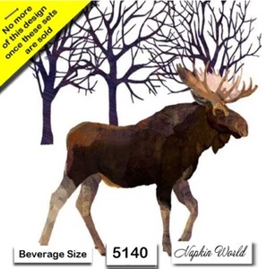 (5140) DOS servilletas de papel individuales bebida/cóctel decoupage - nieve de alce - Imagen 1 de 3