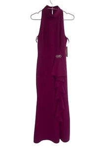NWT ELIZA J SLEEVELESS CASCADING RUFFLE EMBELLISHED GOWN MAXI DRESS SIZE 8 - Picture 1 of 6