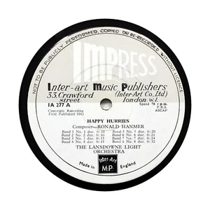 THE LANSDOWNE LIGHT ORCHESTRA "Happy Hurries" (E+) IMPRESS IA-277 [78 RPM] - Imagen 1 de 2