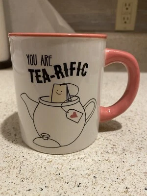 Taza Ganz You Are Tea-Rific Novedad Blanca con Interior y Mango Coral Rosa Foto 1 de 4