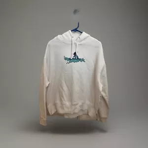 NEW DISNEY SURFING LILO & STITCH WHITE HOODIE PULLOVER SWEATSHIRT LARGE - Picture 1 of 7