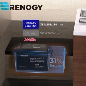 Renogy 300Ah Lithium Battery 12V Solar Iron Phosphate Core Mini RV Camping Van - Picture 1 of 9
