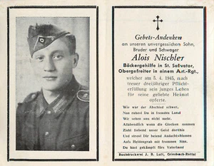 Deutscher Soldat Beerdigung Gedenken Alois Nischler ermordet 5. April 1945 - Bild 1 von 2