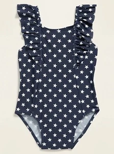 Old Navy Toddler Girls Star Print Ruffle Strap One Piece Swimsuit Size 2T 5T - Picture 1 of 2