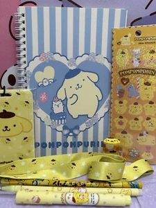 Sanrio POMPOMPURIN A5 Notebook Lanyard Gel Pen Pencil Rubber Highlighter Gift - Picture 1 of 7