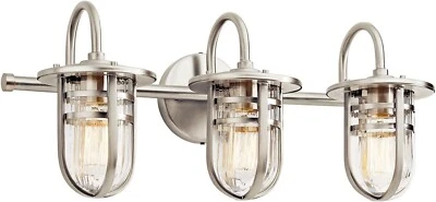 Portalámparas de Mesa de Acero Inoxidable KICHLER Caparros de 24 in. Luz de tocador de baño costera de níquel cepillado de 3 luces Foto 1 de 4