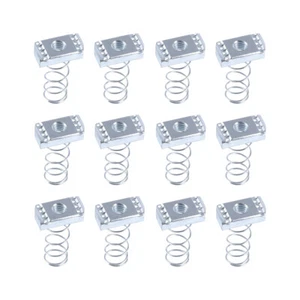 12 Stück Kohlenstoffstahl Federmuttern für Unistrut Kanal 3/8"-16 ODER 1/4" - 20 - Bild 1 von 16