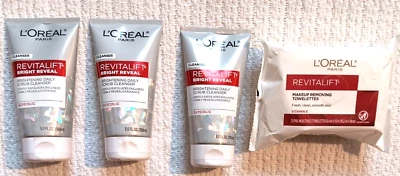 L'oreal Paris Revitalift Scrub & Aveeno Daily Makeup Removing Towelettes Lot - Image 1 of 4
