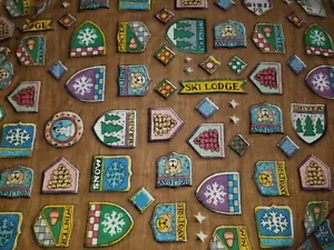 SKI LODGE CABIN WINTER HOLIDAY BEAR SNOWMAN FLANNEL FABRIC 1 YD 8" - Picture 1 of 1