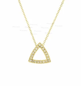 Collana con ciondolo triangolo aperto in oro 14 carati 0,11 ct. con diamanti creati in laboratorio - Foto 1 di 1