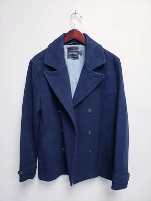 Abrigo Topman para hombre mezcla de lana azul talla L Foto 1 de 3