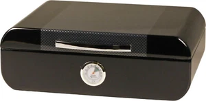 Humidor Schwarz / Carbon glänzend - 9,3 x 28 x 20 cm - Humidifer - 25 Zigarren - Picture 1 of 2