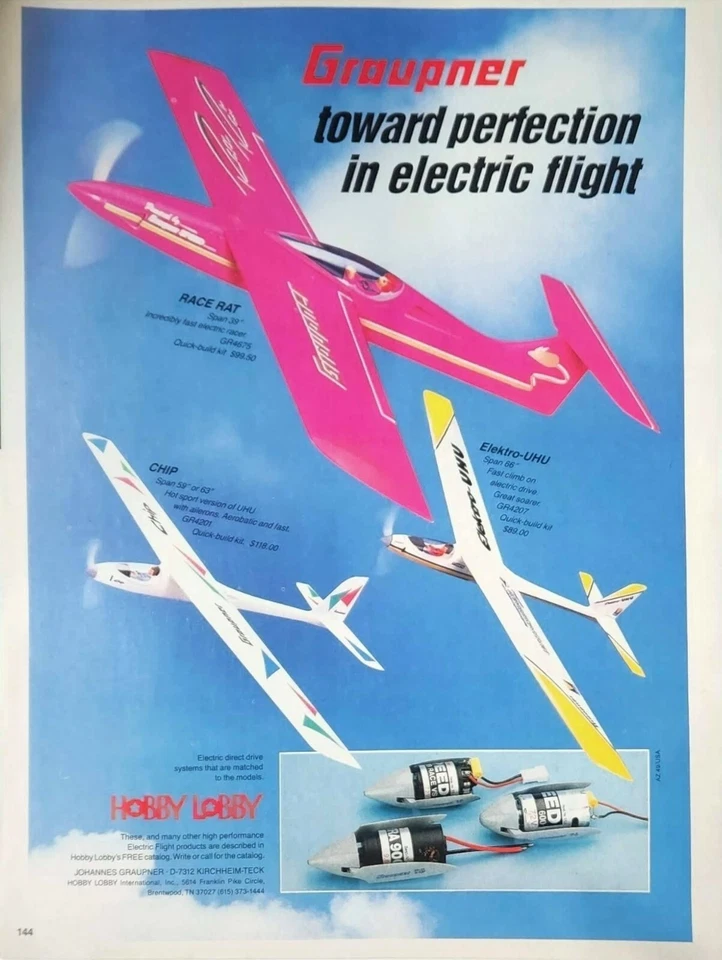 Graupner Race Rat RC Airplane Print Ad Wall Art Decor Elektro-UHU CHIP - Image 1 of 1