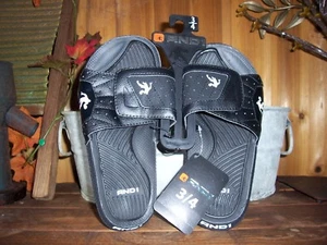 AND1 BOYS SLIDE SANDALS SHOES SIZE 5-6 BLACK CROSSOVER ADJUSTABLE STRAP SPORTS - Picture 1 of 1