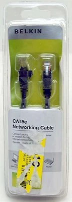 Cable Ethernet de red Belkin 7' pies 2,13 m Cat5e NEGRO enrutador PC/Mac computadora Foto 1 de 4