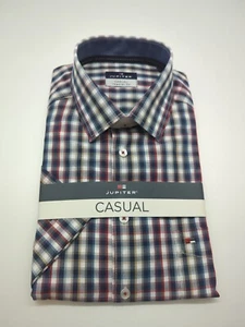 Camicia manica corta Jupiter taglia 5XL 51/52 colletto classico colorato a quadri regular fit - Foto 1 di 5