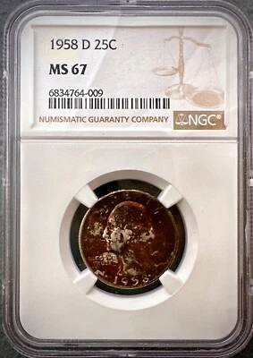 1958-D Washington Quarter NGC MS67 Strong Toner  - Image 1 of 4