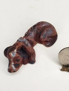 2" Antique? Painted Metal Basset Hound Dog Miniature Vintage Figurine Pet Puppy - Imagen 1 de 5