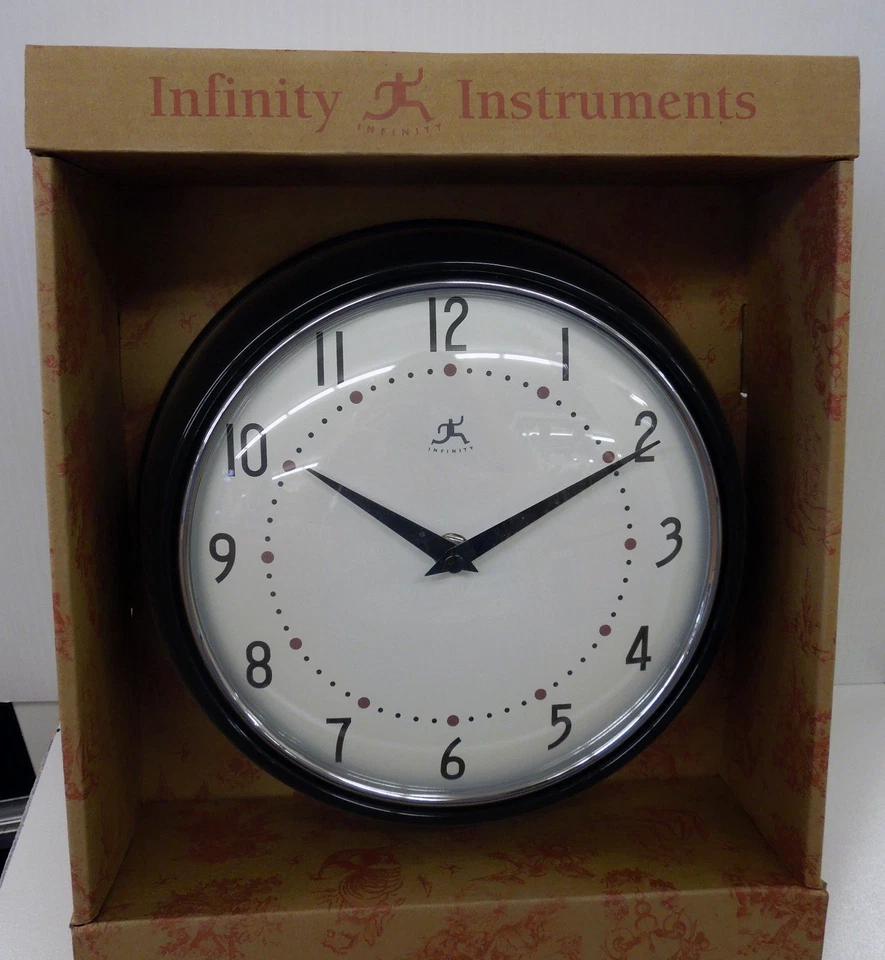 INFINITY 8.5" BLACK WALL CLOCK  MODEL 10940-BLACK - Image 1 of 1