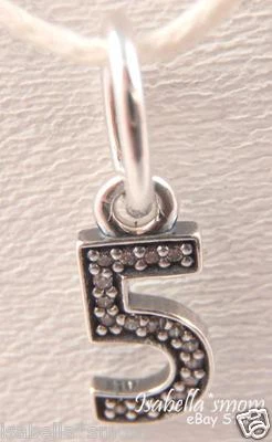 Nummer 5 Fünf Authentisch Pandora Sterlingsilber/Cz Anhänger Dangle-Charm Neu - Bild 1 von 4