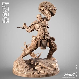 Ventaglio scultura Kratos stampato in 3D 16K malvagio DIO DELLA GUERRA - realizzato fino a 350 mm - Foto 1 di 23