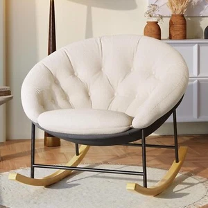 Beige Schaukelstuhl Relaxstuhl Schwingsessel Lehnstühle Stühle Ruhesessel Stuhl - Bild 1 von 8