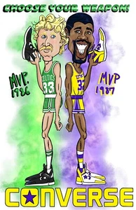 Bird Vs Magic Caricature 11 X 17 Poster - Picture 1 of 1