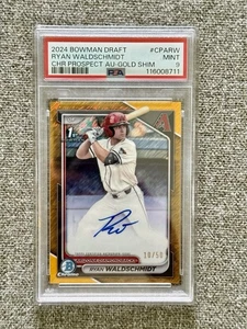 💥Ryan Waldschmidt💥2024 Bowman Draft Bowman 1st Gold Shimmer Auto /50 PSA 9🔥 - Picture 1 of 2